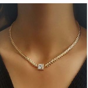 Zircon & Goldtone square-cut choker New, never worn